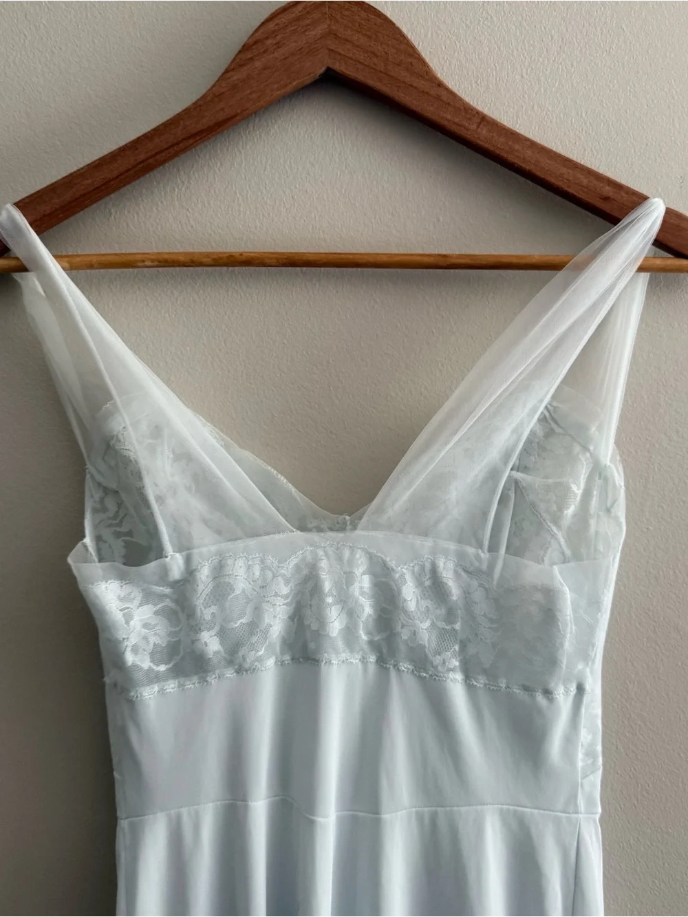 Vintage Light Blue Nylon Maxi Slip Dress Chemise Lingerie - Picture 5 of 7